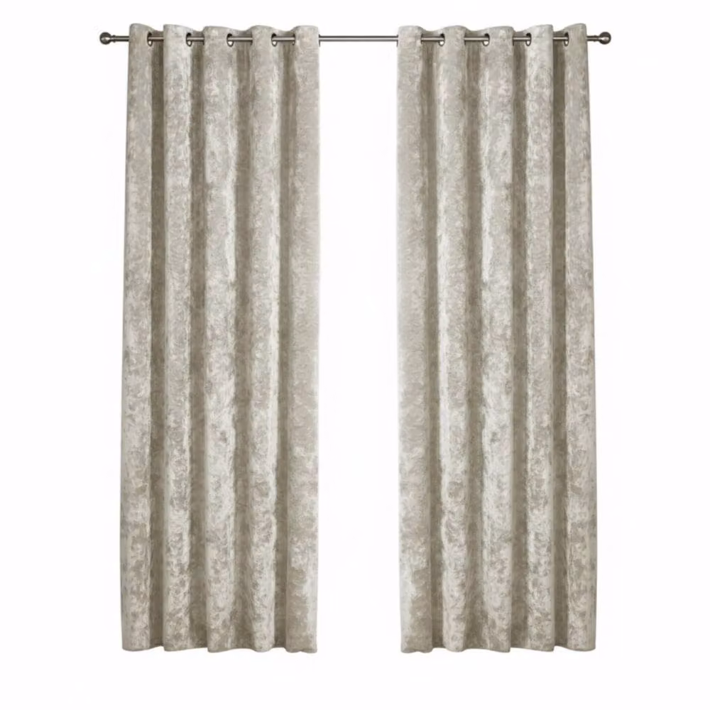 Snug City Cream Crushed Velvet Eyelet Curtains, Thermal Insulating and Opaque, Width: 168 cm, Drop: 229 cm – 2