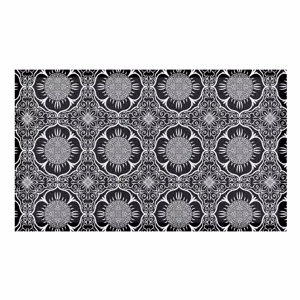 Artsy Mats Black and White Floral Pattern Indoor and Outdoor Doormat W: 70 cm, D: 40 cm – 2