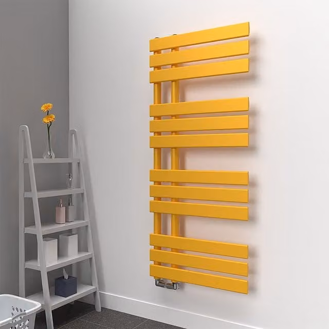 Lux Heat Open Flat Coloured Towel Radiator in Sunflower Yellow, H 118 cm x W 50 cm