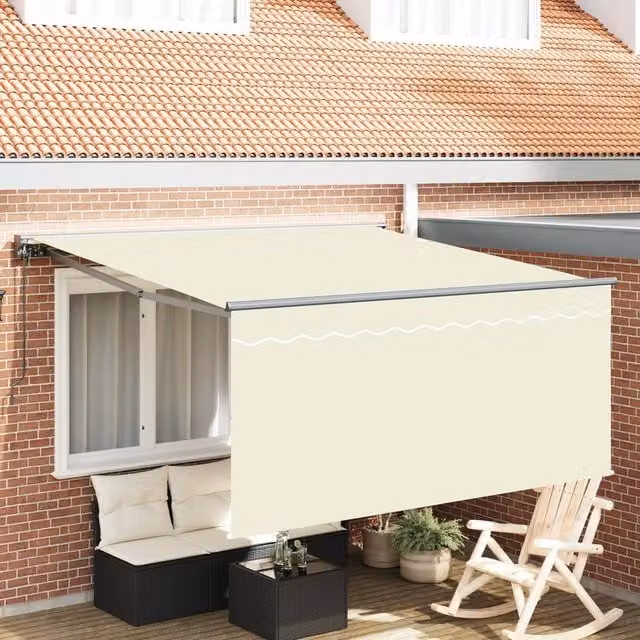 Berkfield Home Retractable Wall-Mounted Folding Arm Awning in Beige Polyester