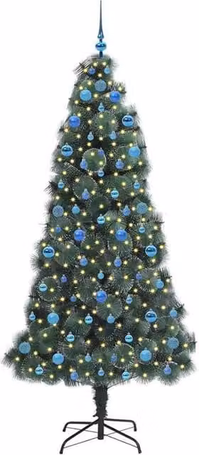 Berkfield Home Elegant Artificial Pre-lit Christmas Tree with Ball Set, Green, Height: 210 cm