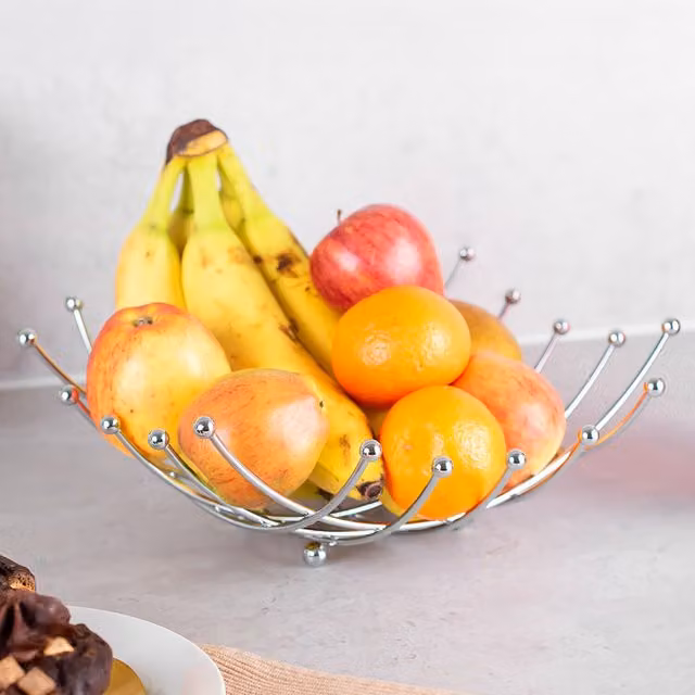 Innoteck Stainless Steel Fruit Bowl in Silver and Grey, Height: 10 cm