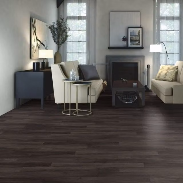 Vinyl Flooring UK Dark Brown Wood Effect 2.8mm Sheet Vinyl in Black, W: 200 cm, L: 700 cm – 1