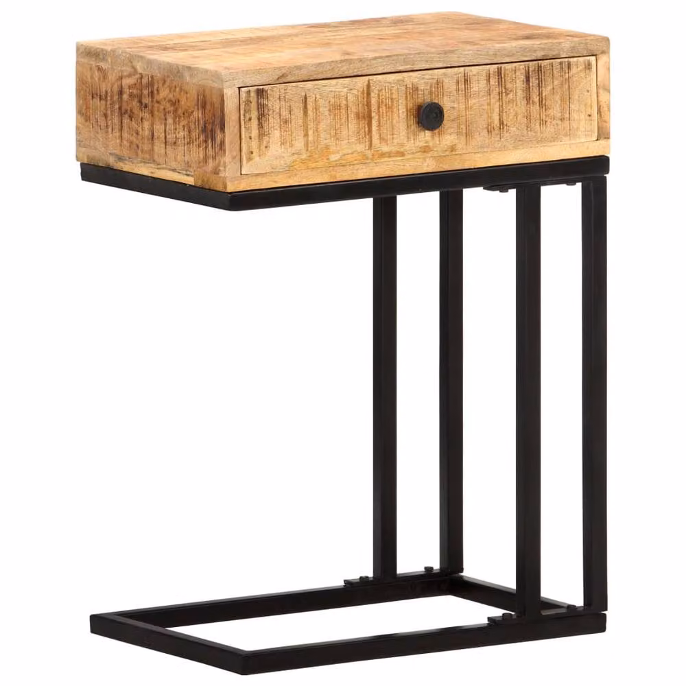 Berkfield Home U-Shaped Side Table in Brown Solid Mango Wood, W/D/H: 45 x 30 x 61 cm – 2