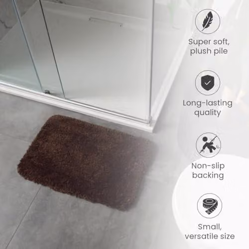 Allure Bath Fashions Shaggy Microfibre Non Slip Bath Mat, Brown, W: 40 cm, D: 60 cm – 6