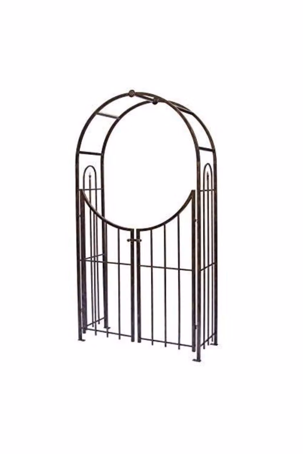 KDMD Black Metal Arched Top Garden Arch with Gate, H 228 cm x W 127 cm x D 45 cm – 2