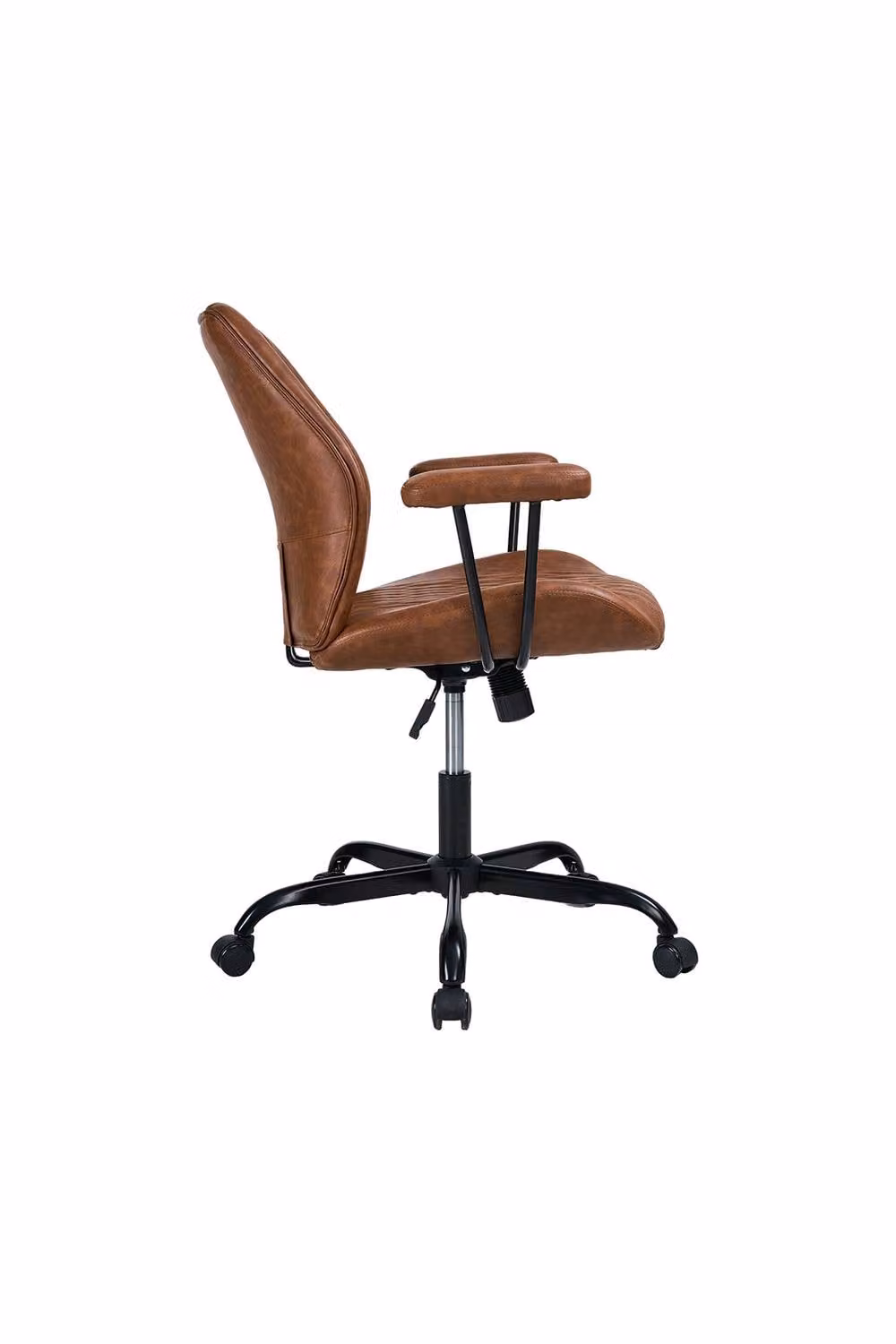 Living and Home Vintage Brown PU Leather Swivel Office Chair with Armrests and Height Adjustment – 2