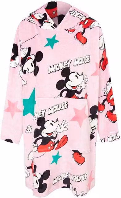 Disney Womens Mickey Mouse Soft Sherpa Lined Oversized Blanket Hoodie in Pink