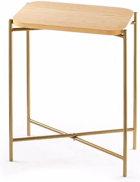 CALICOSY Jamie Rectangular Side Table with Metal Legs in Gold, Height: 56 cm, W/D/H: 40 x 40 x 56 cm