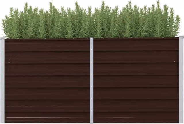Berkfield Home Garden Brown Galvanised Steel Raised Bed W: 160 cm, D: 40 cm, H: 77 cm