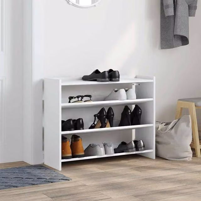 Berkfield Home White MDF Shoe Rack, W/D/H: 80 x 25 x 62 cm – 1