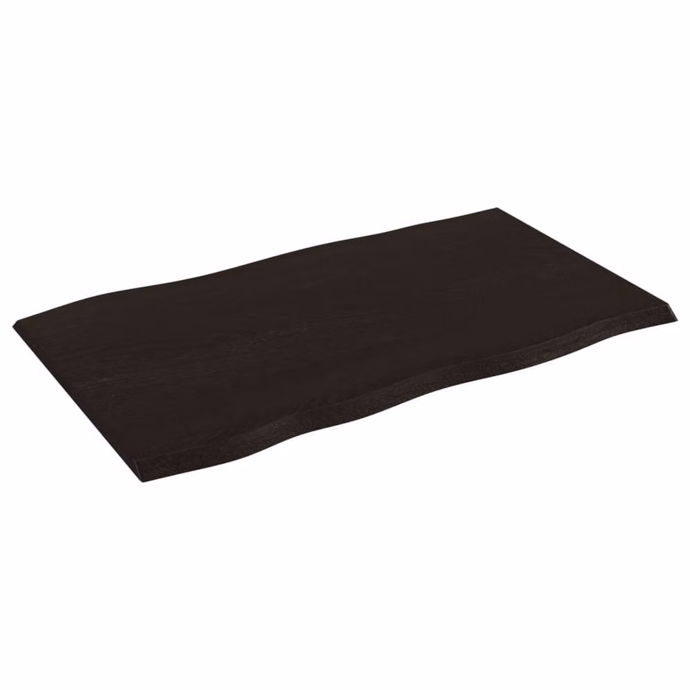Berkfield Home Table Top Live Edge Solid Oak Wood in Dark Brown and Grey, W: 100 cm, D: 60 cm, H: 2 cm – 3