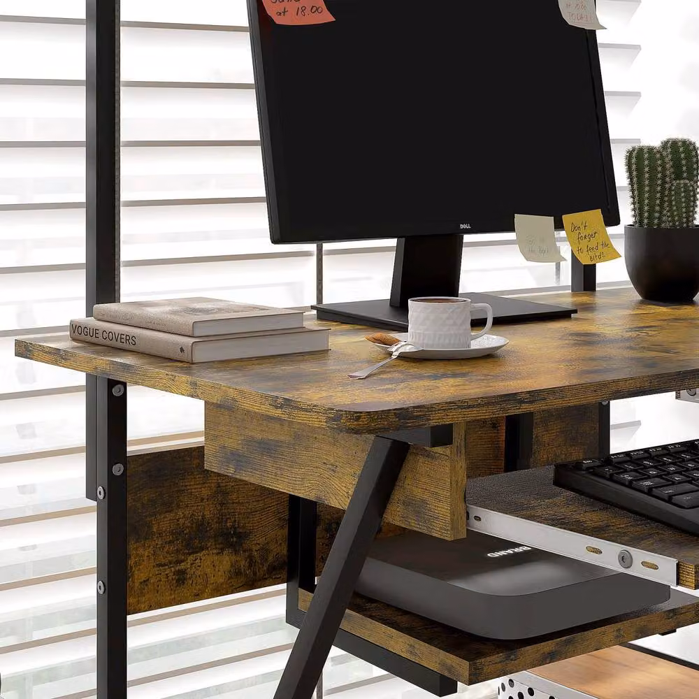 Wyld Haus Nisuke Computer Desk in Brown and Black – 8