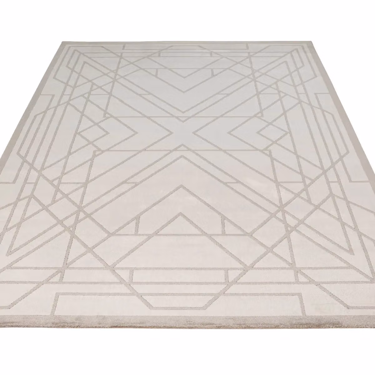 The Rug Shop UK Geometric Checked Viscose and Polyester Easy Care Rug in Grey, W: 120 cm, L: 180 cm – 2