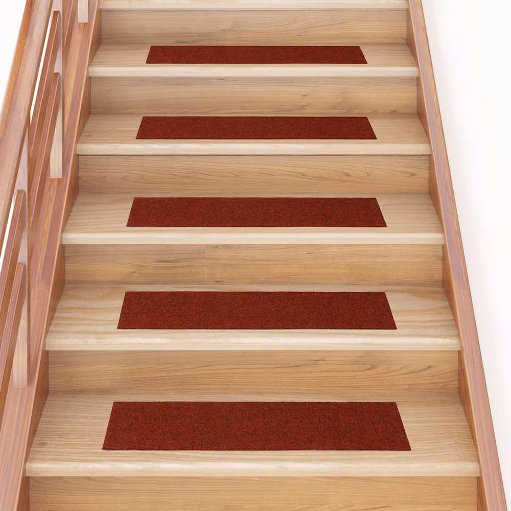 Berkfield Home Self-adhesive Rectangular Stair Mats, Red, 15 pieces, W: 76 cm, D: 20 cm – 2
