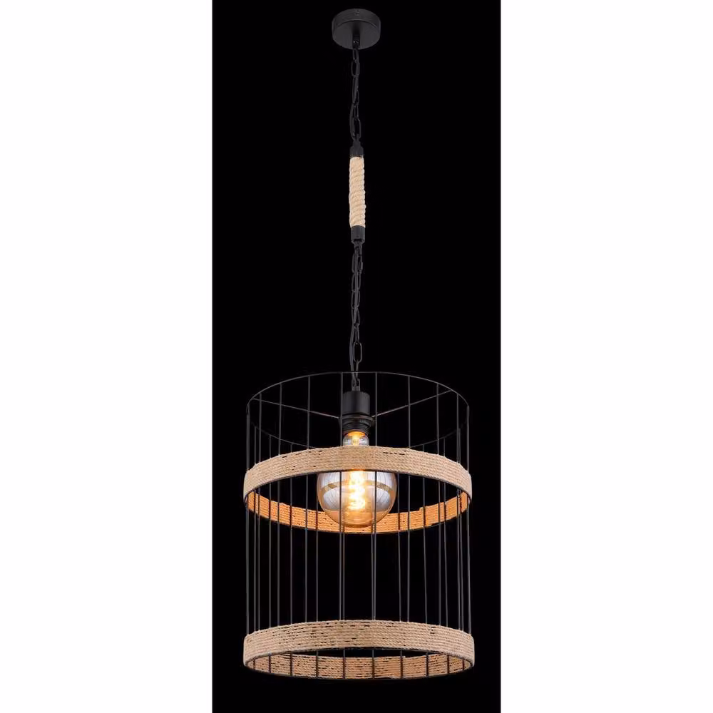 Netlighting Halia Industrial Metal Wire Frame Pendant Ceiling Light, Black, Diameter: 35 cm, 1x E27 – 2