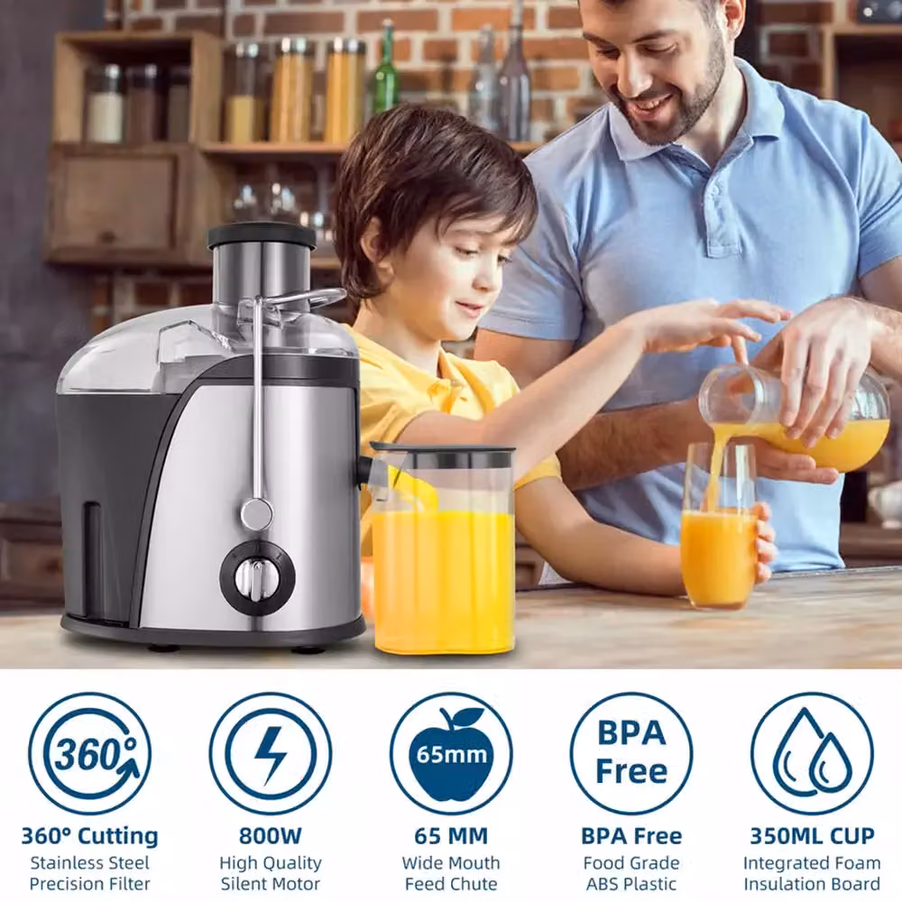 Hinsinc 1000W Centrifugal Juicer Machine for Whole Fruit and Vegetables in Silver and Black – 4