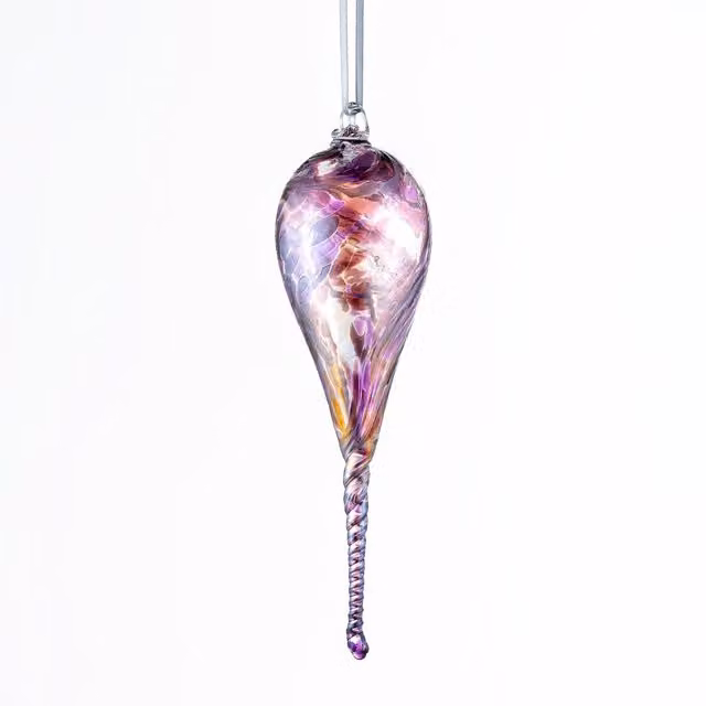 Sienna Glass Pink Friendship Droplet Fairy Handcrafted Mouth-Blown Glass Hanging Ornament, Height: 16 cm – 1