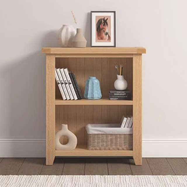 Seconique Classic Oak Low Bookcase in Brown