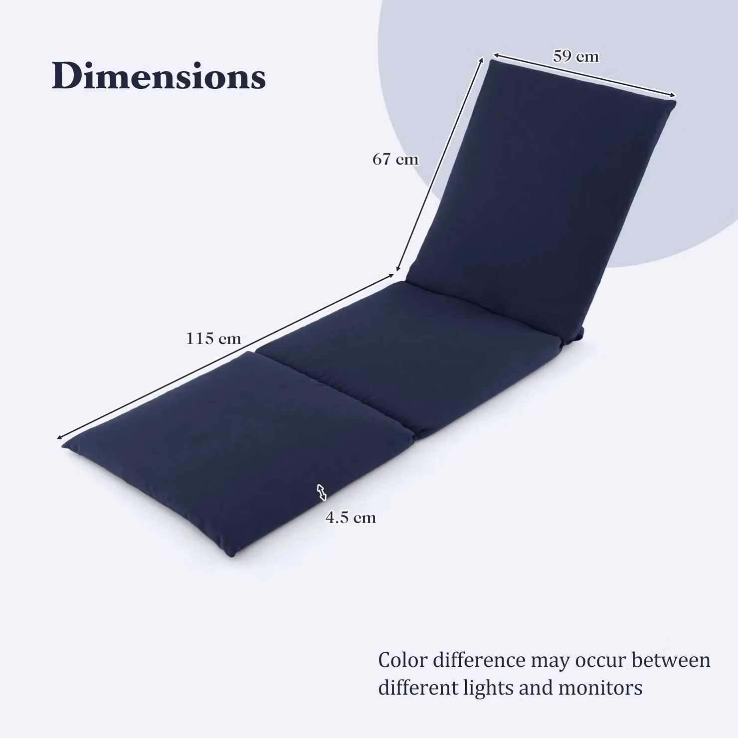 Costway 2 Piece Tri-Fold Chaise Lounge Cushion Set, Blue, W: 182 cm, D: 59 cm – 2