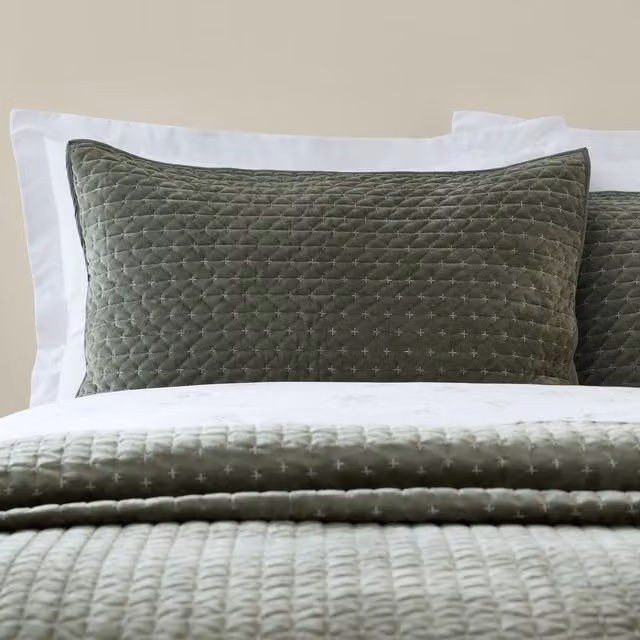 Bianca Attica Green Velvet Pillow Protector