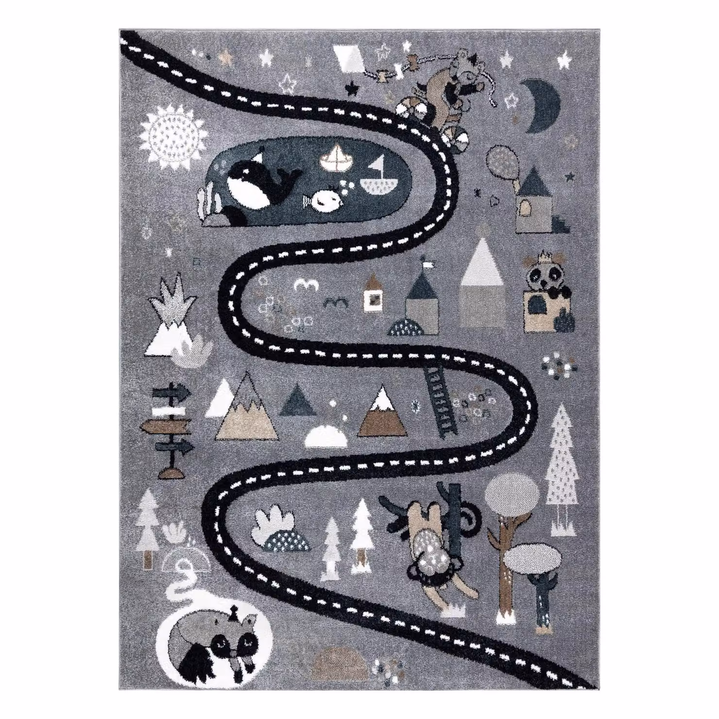 RugsX Fun Kids Motif Rectangular Rug in Grey, W: 200 cm, D: 290 cm – 2