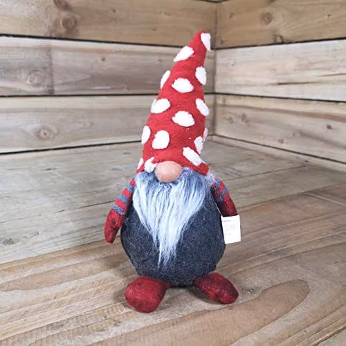 Festive Productions Red, Grey and White Dotted Christmas Bearded Gonk, Height: 32 cm – 1