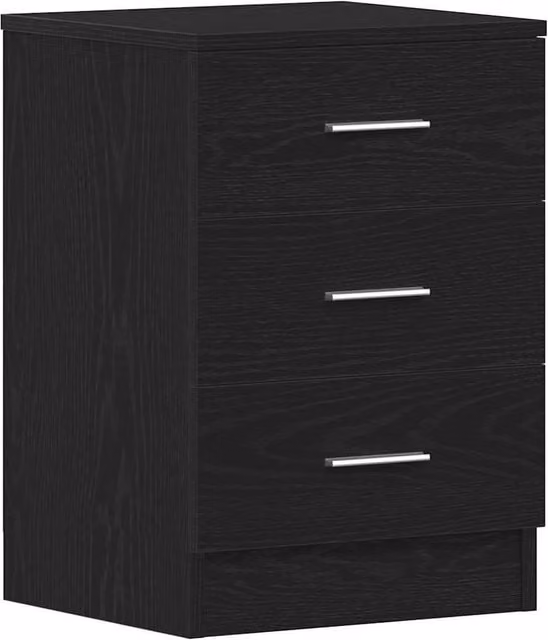 Berkfield Home Black Oak Bedside Cabinet, W/D/H: 38 x 35 x 55 cm