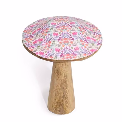 Serenityy Medium Multicolour Floral Wooden Mushroom Tabletop Garden Sculpture – 1