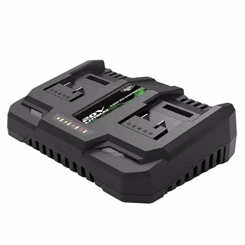 Webb 20V Cordless 2.4A Fast Dual Port Li-ion Mains Battery Charger, Black