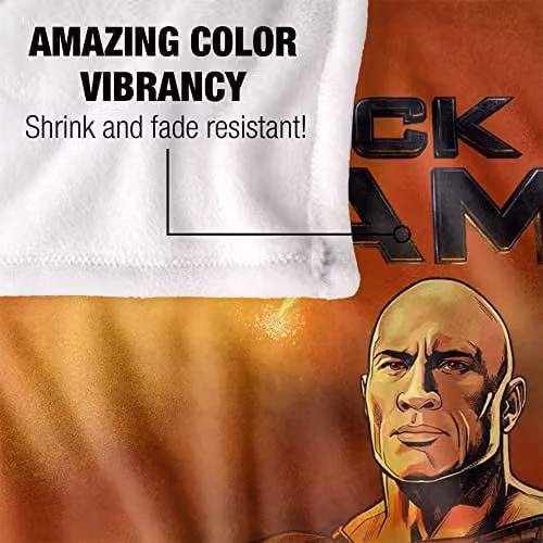 LOGOVISION Black Adam Logo and Character Super Soft Silky Touch Fleece Throw Blanket, Black and Multicolour, W: 91 cm, D: 147 cm – 3