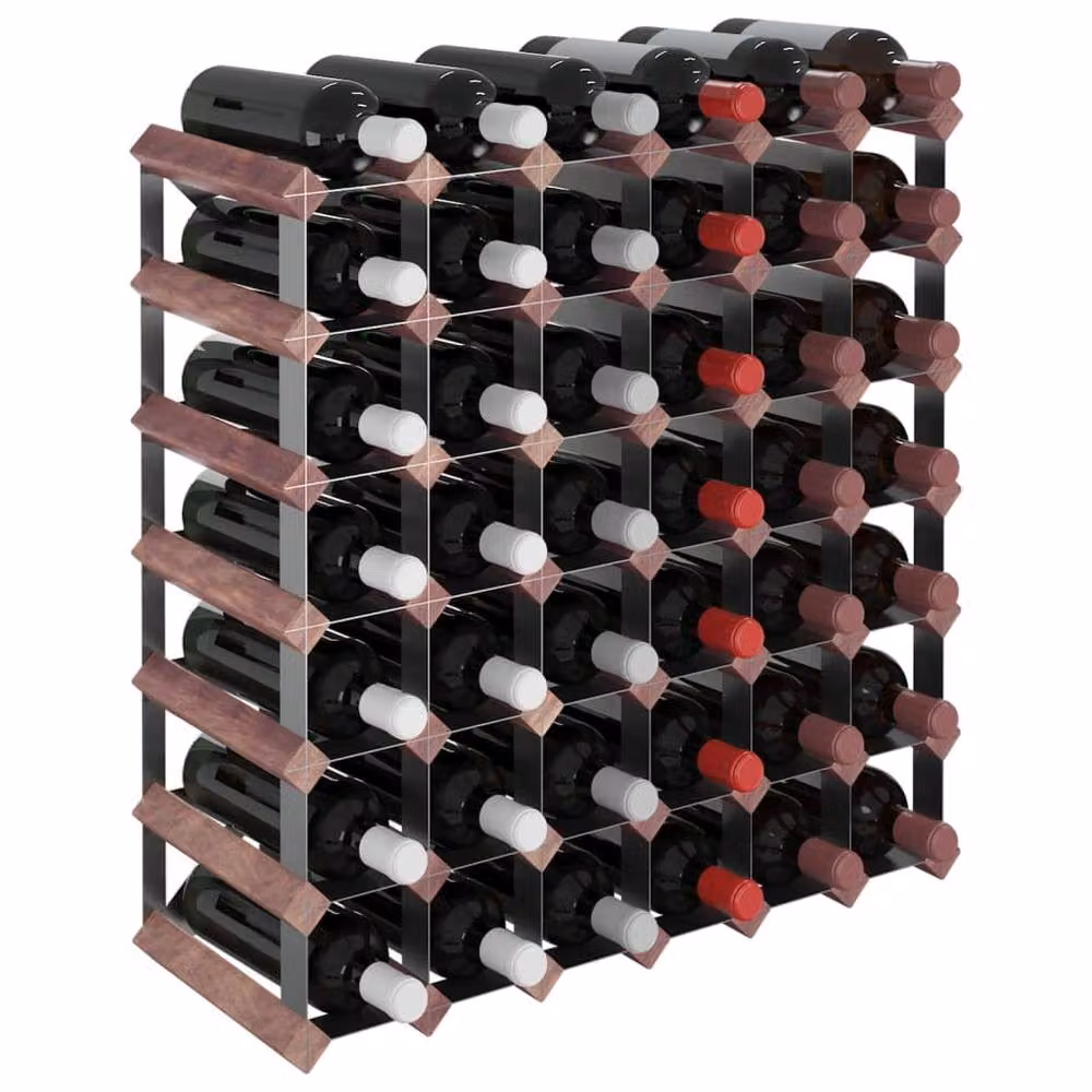 Berkfield Home Rustic Brown Solid Wood Pine Wall Mounted Wine Rack for 42 Bottles – 3