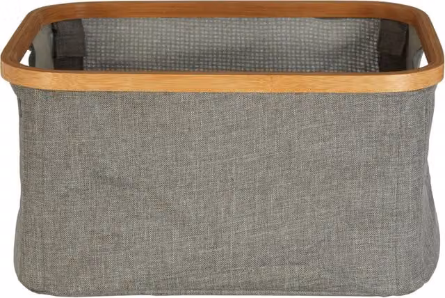 Orsina Carrick Rectangular Storage Basket with Handles in Grey Bamboo and Fabric