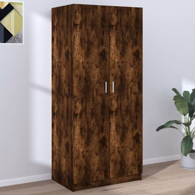 Berkfield Home Smoked Oak Wardrobe in Brown, W/D/H: 80 x 50 x 180 cm – 1
