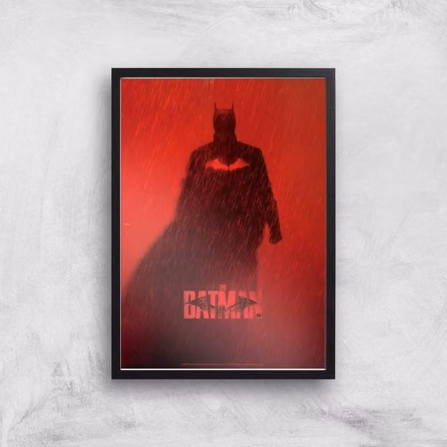 Batman Silhouette Abstract Graphic Paper Poster in Multicolour and Red, Size A2