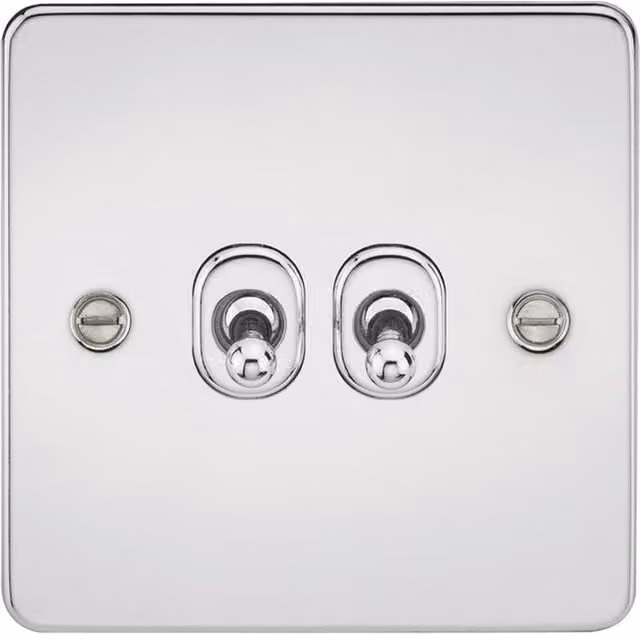 Knightsbridge 10AX 2G 2-way toggle switch with flat plate in polished chrome