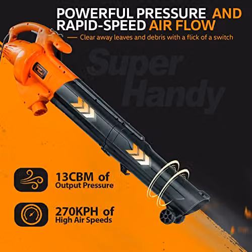 SuperHandy 2400W Electric Leaf Blower, Vacuum and Mulcher in Black and Orange – 3