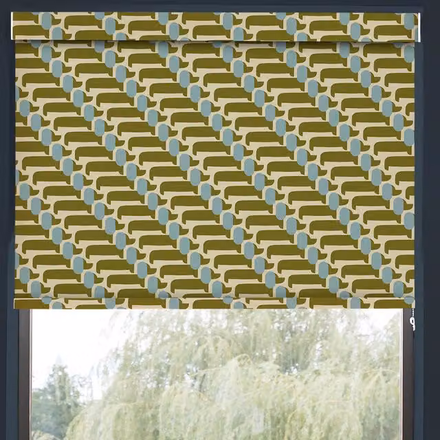 Orla Kiely Dog Show Translucent Made to Measure Roller Blind in Seagrass