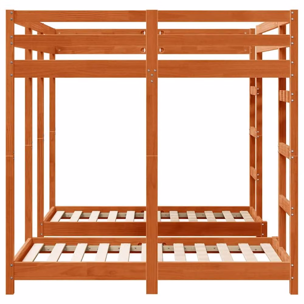 Berkfield Home Triple Bunk Bed Frame in Waxed Brown Solid Pine Wood W/D/H: 140 x 200 cm – 3