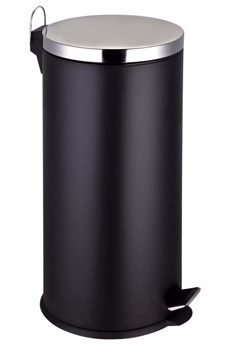 Orsina 30 Litre Matte Black Pedal Bin with Soft Close Lid and Removable Inner Bucket, Black and Silver – 6