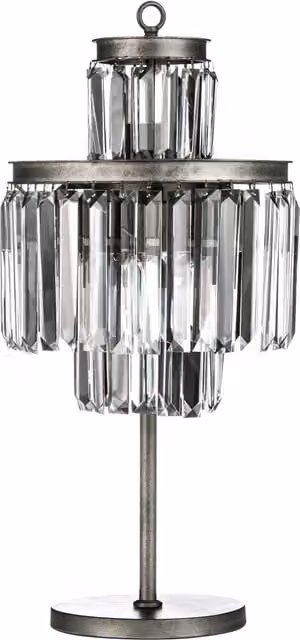 Orsina Art Deco Crystal and Metal Table Lamp in Transparent with 10 Bulbs, H 81 cm x W 38 cm x D 38 cm – 1