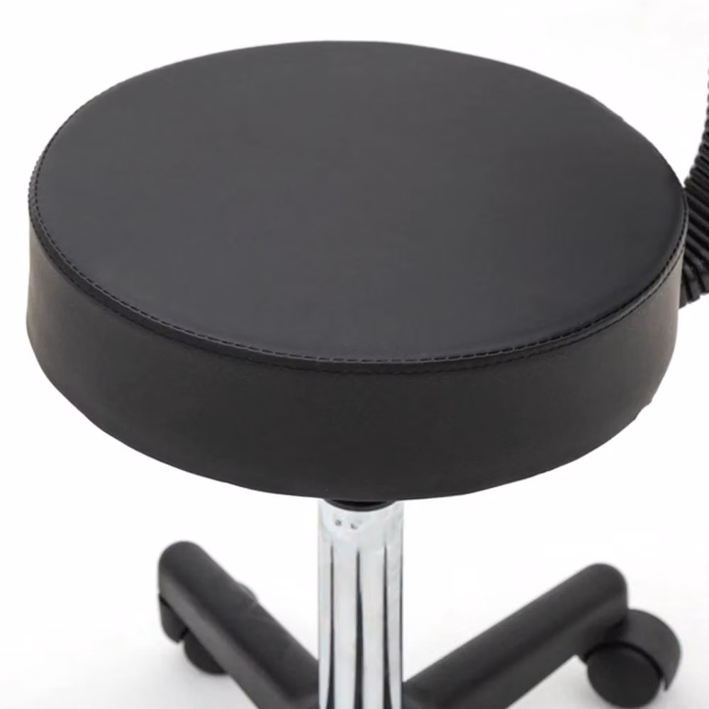 VOGREX Black Synthetic Leather 360 Degree Swivel Salon Stool with Backrest and Castors – 2