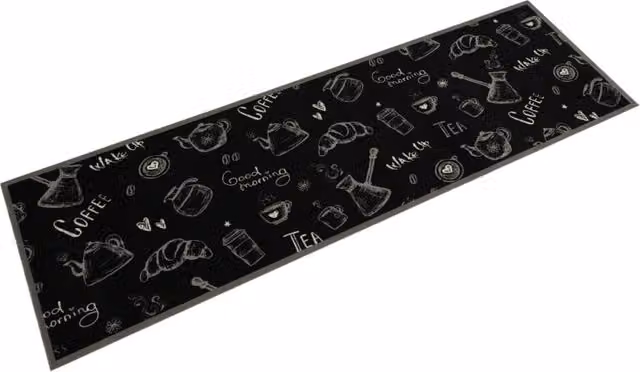 Berkfield Home Morning Black Washable Velvet Kitchen Rug, W/D/H: 45 x 150 cm