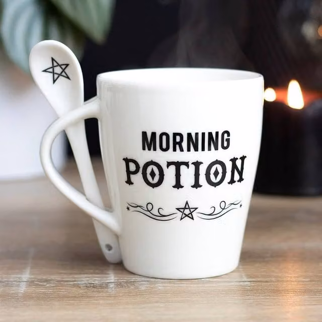 Uniqueful Morning Potion Ceramic Mug and Spoon Set in White – 1