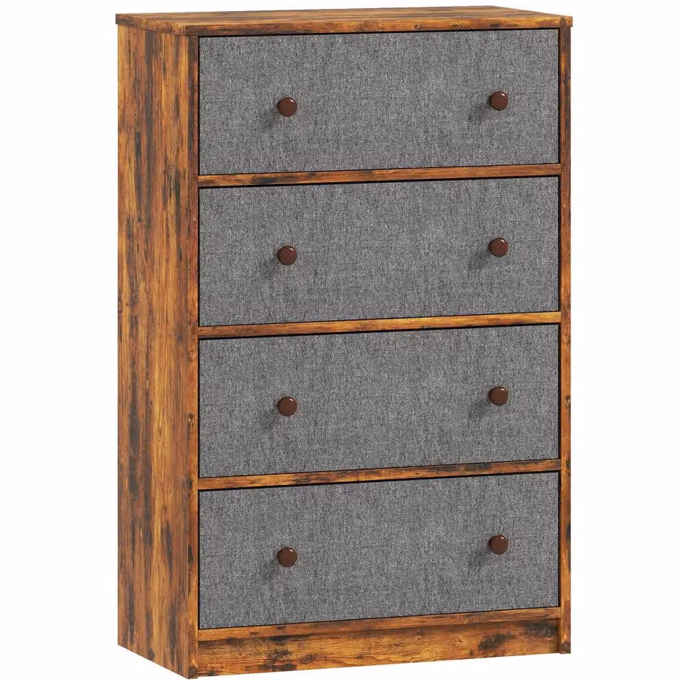 Wyld Haus Sovise 4 Drawer Fabric Storage Dresser in Grey and Rustic Brown – 2