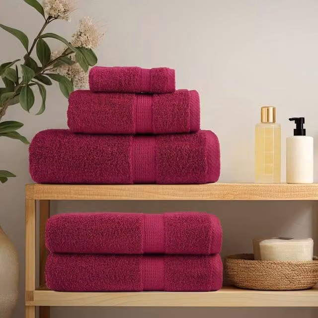 Berkfield Home SOLUND 12 Piece Premium Cotton Terry Towel Set in Burgundy, 600 gsm