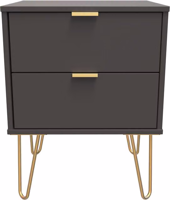 2 U Fuji 2 Drawer Bedside Cabinet in Dark Grey, Ready Assembled