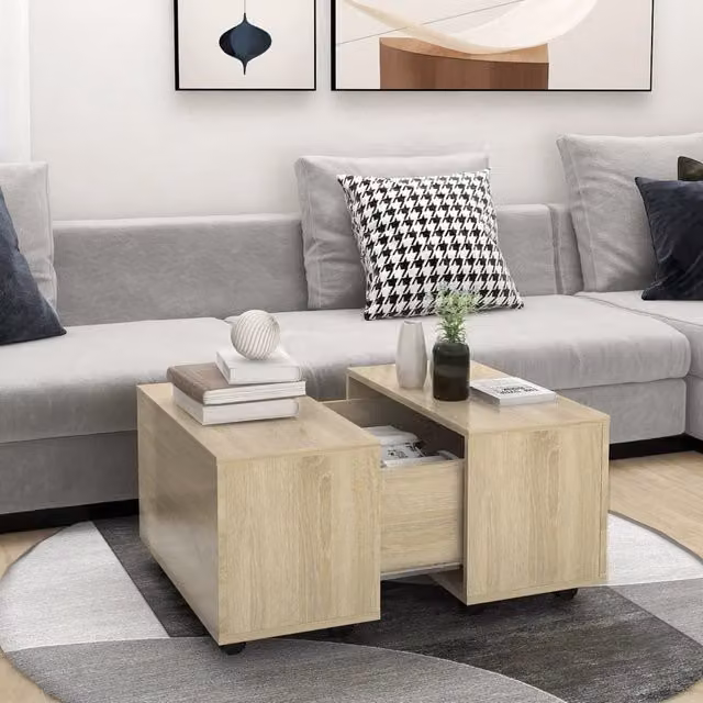Berkfield Home Sonoma Oak Coffee Table in Brown, W: 60 cm, D: 60 cm, H: 38 cm
