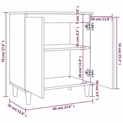 vidaXL Sideboard in Smoked Oak, Brown, W/D/H: 60 x 35 x 70 cm – 3