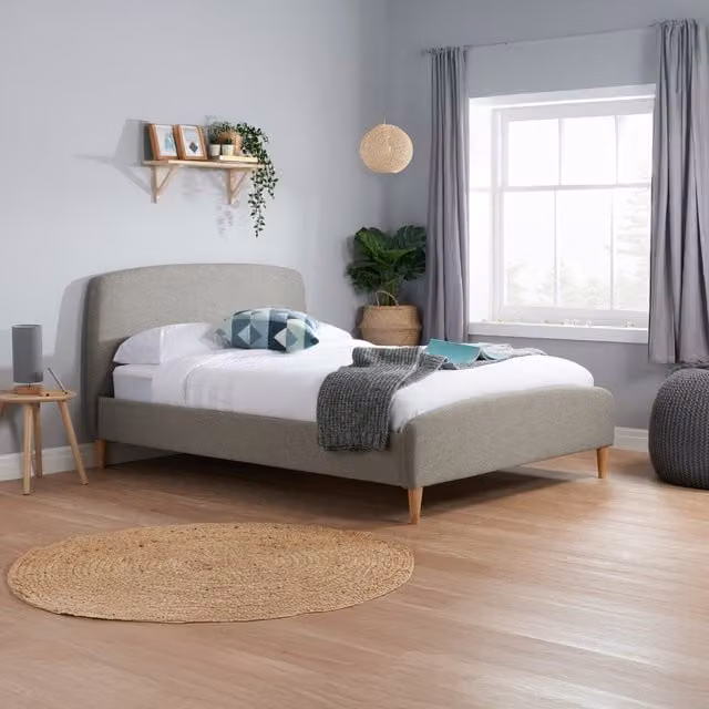 Birlea Quebec Upholstered Double Bed in Grey, W/D/H: 140 x 200 cm